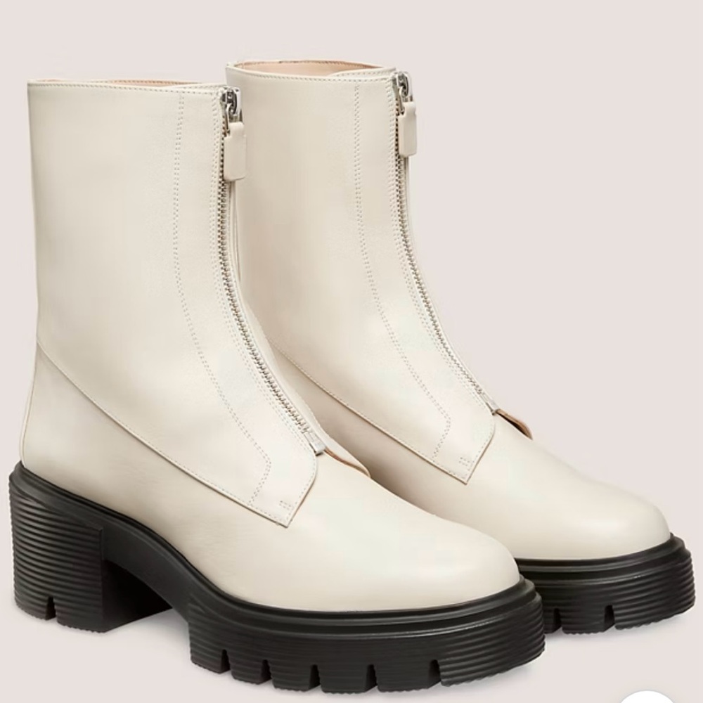 Stuart weitzman soho zip booties oat cream lug sole shoes 12 b new NIB ladies